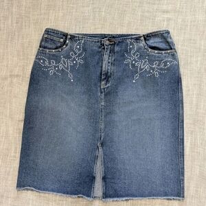 Venezia Vintage High Waist Denim Skirt Western Rhinestone y2k